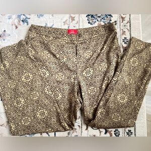 Oscar de la Renta Yellow Brown Patterned Pants size 14